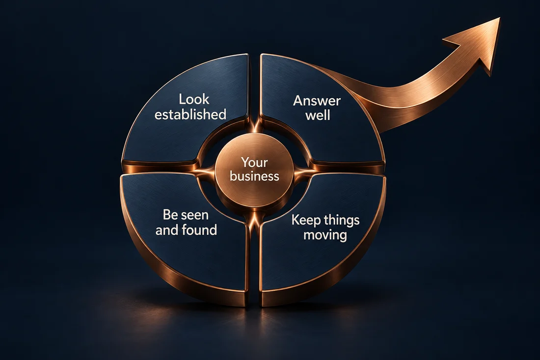 Eurekion Complete connects brand presence, customer answers, visibility and follow-up around your business.
